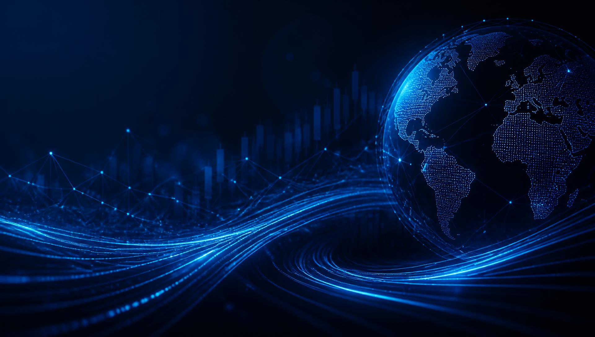 Abstract blue global financial network